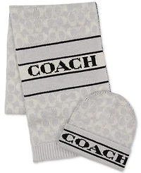 Coach Women's Signature Logo Soft Rib Knit Cuff Beanie