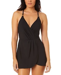 Anne Cole Solid Surplice Swimdress
