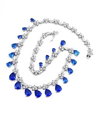 Cubic Zirconia Sterling Silver White Gold Plated Evening Necklace