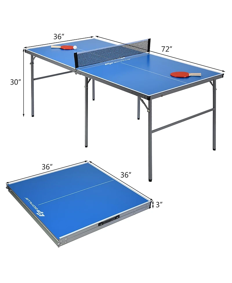 6 x3 Portable Tennis Ping Pong Folding Table w/Accessories
