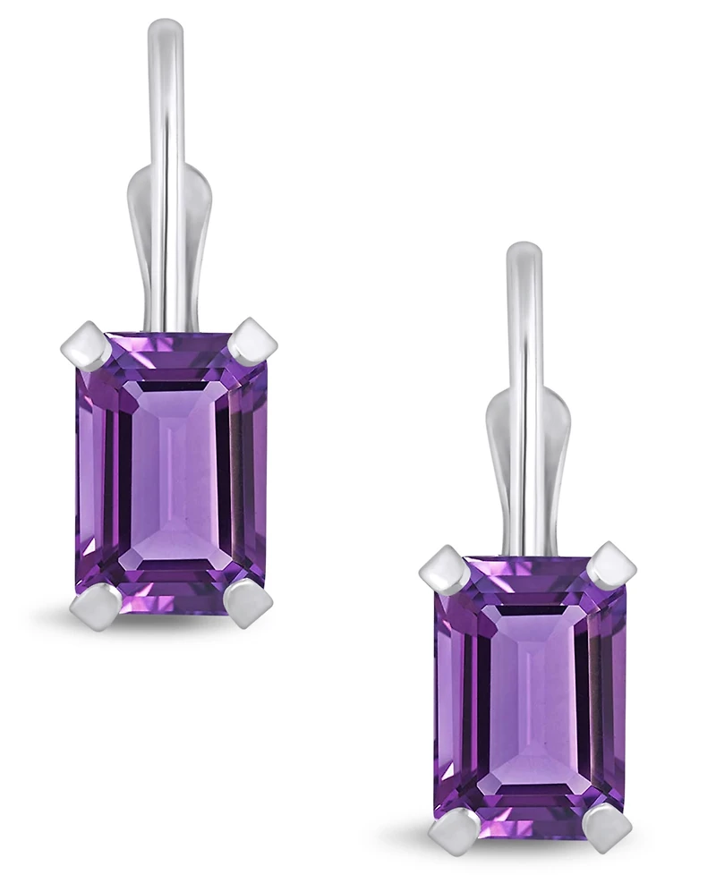 Macy's Gemstone Leverback Earrings 10K White Gold