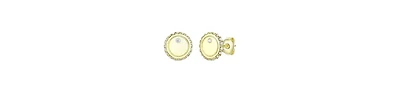 14k Yellow Gold Plated with Cubic Zirconia Pave Button Stud Earrings