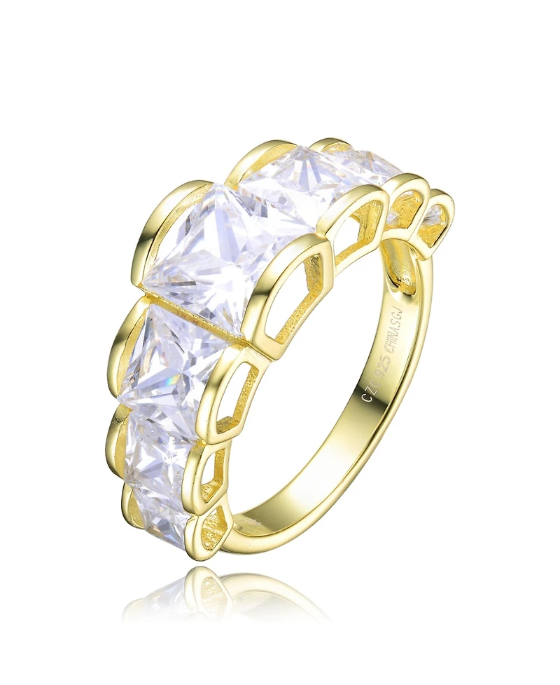 Sterling Sivlver Gold Plated Cubic Zirconia Vintage Ring