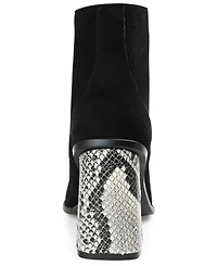 Journee Signature Women's Edda Snake Print Block Heel Lace Up Booties