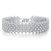 Sterling Silver Rhodium Plated Clear Cubic Zirconia 4-Row Tennis Bracelet