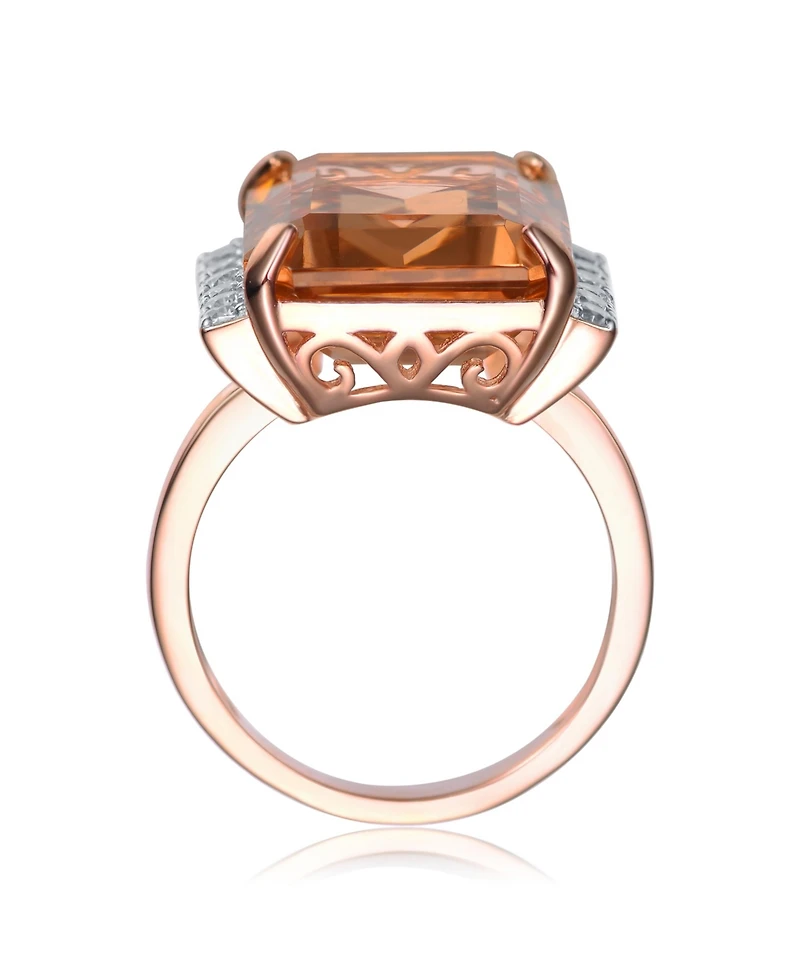 Sterling Silver 18K Rose Gold Plated with Pink and White Cubic Zirconia Accent Ring