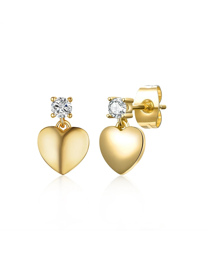 GiGiGirl 14k Gold Plated Cubic Zirconia Heart Dangle Earrings
