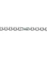 Sterling Silver Rhodium Plated Clear Cubic Zirconia Modern Tennis Bracelet