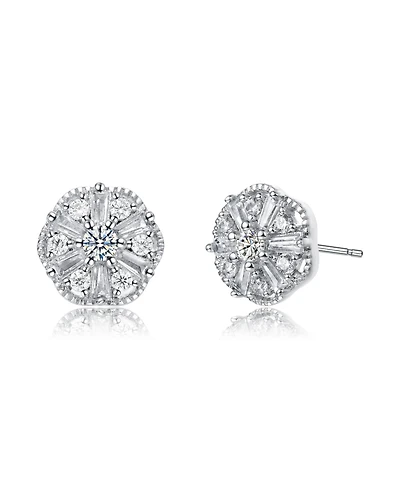 White Gold Plated Cubic Zirconia Stud Earrings