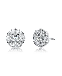 White Gold Plated Cubic Zirconia Stud Earrings