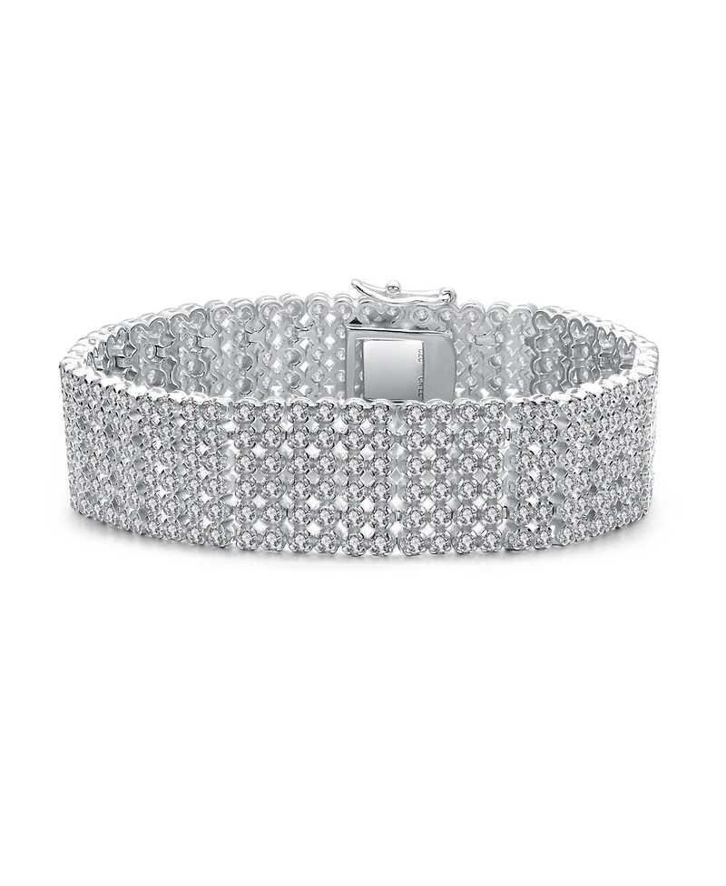 Sterling Silver Cubic Zirconia Wide 6 Row Tennis bracelet
