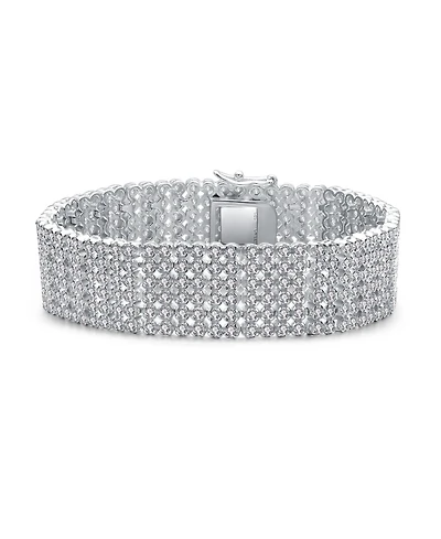 Sterling Silver Cubic Zirconia Wide 6 Row Tennis bracelet