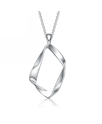 Elegant Sterling Silver with White Gold Plated Twisted Halo Necklace