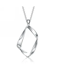Elegant Sterling Silver with White Gold Plated Twisted Halo Necklace