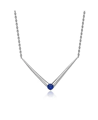 14k Yellow Gold Plated with Green Cubic Zirconia Solitaire Chevron Layering Necklace Sterling Silver