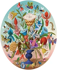 Eeboo Piece and Love Crazy Bug Bouquet 500 Piece Round Jigsaw Puzzle Set