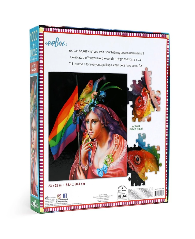 Eeboo Piece and Love Liberty Rainbow 1000 Piece Square Adult Jigsaw Puzzle Set
