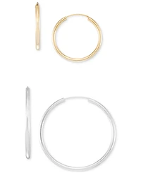 2-Pc. Set Polished Endless Small & Medium Hoop Earrings