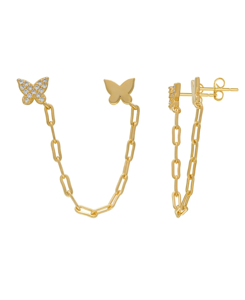 Macy's Cubic Zirconia Double Butterfly Chain Dangling Earrings