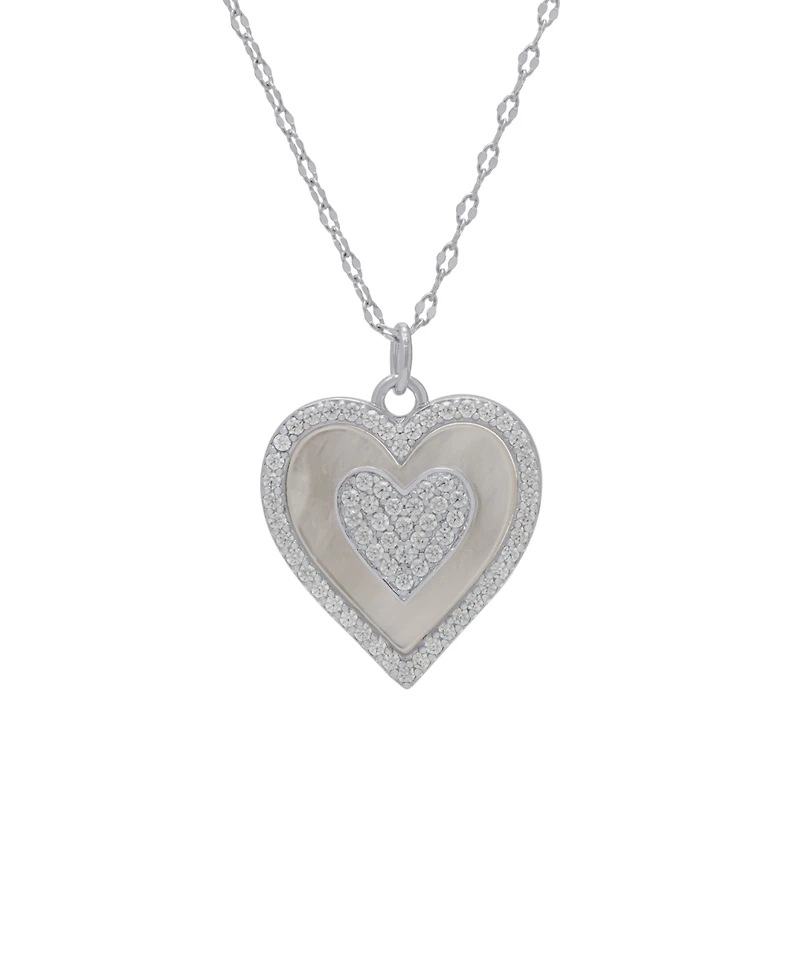 Macy's Mother of Pearl and Cubic Zirconia Heart Pendant