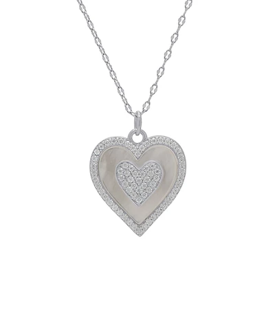 Macy's Mother of Pearl and Cubic Zirconia Heart Pendant