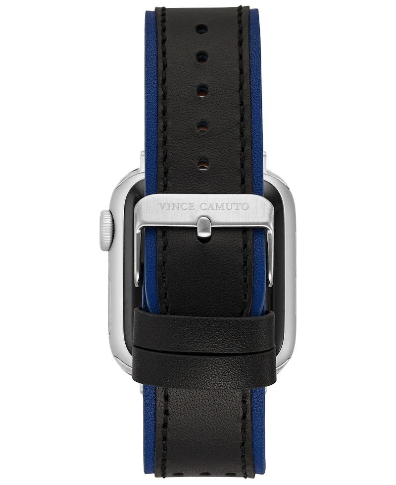Vince Camuto Men's Black and Premium Leather Band with Perforated Design Compatible with 42/44/45/Ultra/Ultra 2 Apple Watch