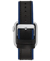 Vince Camuto Men's Black and Premium Leather Band with Perforated Design Compatible with 42/44/45/Ultra/Ultra 2 Apple Watch