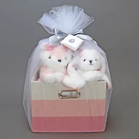 Lambs & Ivy Pink/White 5-Piece Luxury Infant / Newborn / Baby Gift Basket