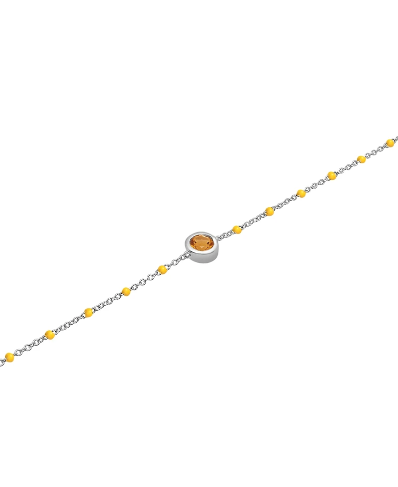 Aquamarine (1/5 ct. t.w.) & Enamel Bead Link Bracelet Sterling Silver (Also Additional Gemstones)