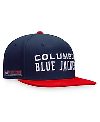 Men's Fanatics Navy, Red Columbus Blue Jackets Iconic Color Blocked Snapback Hat