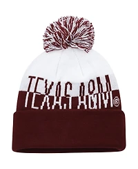 Men's adidas Maroon and White Texas A&M Aggies Colorblock Cuffed Knit Hat with Pom