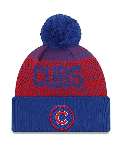 Men's New Era Royal Chicago Cubs Authentic Collection Sport Cuffed Knit Hat with Pom