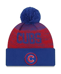 Men's New Era Royal Chicago Cubs Authentic Collection Sport Cuffed Knit Hat with Pom
