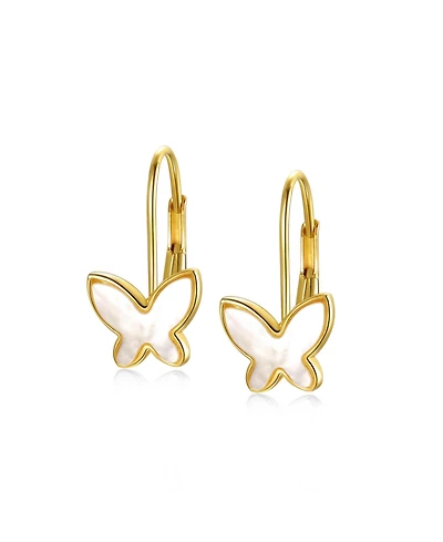 Enchanting Kids 14K Yellow Gold-Plated Mother of Pearl Butterfly Dangle Earrings