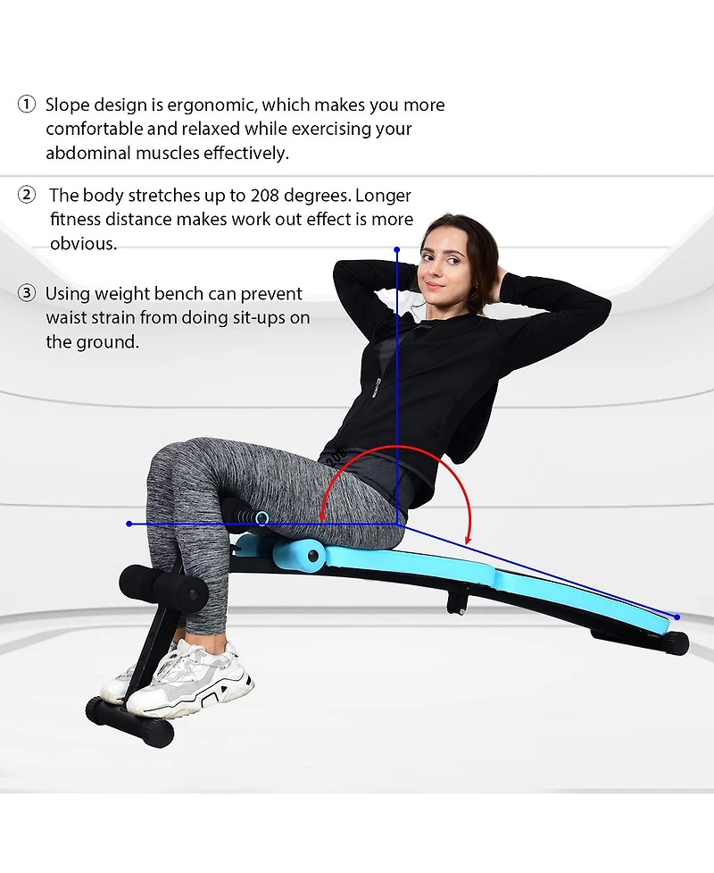 Folding Weight Bench Adjustable Sit-up Board Curved Decline Bench