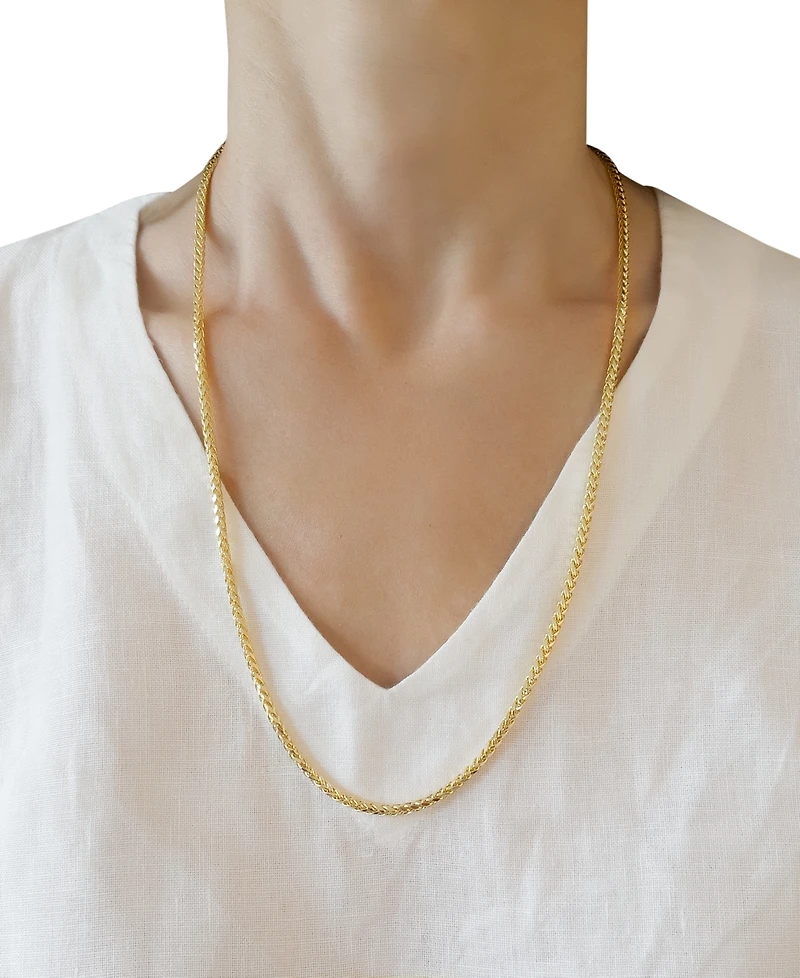 Polished Square Wheat 26" Chain Necklace (3mm) in 14k Gold