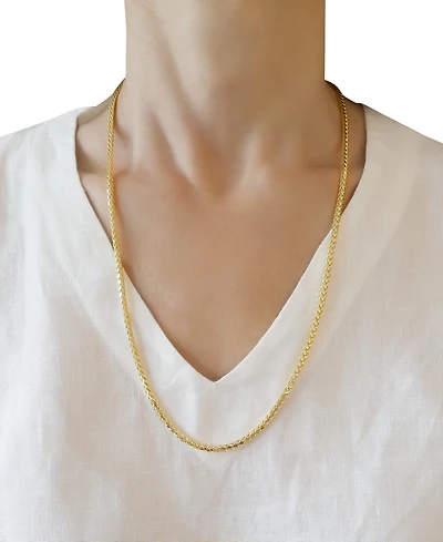 Polished Square Wheat 26" Chain Necklace (3mm) in 14k Gold