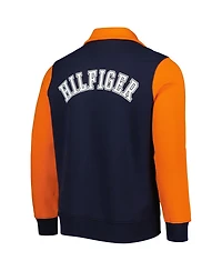 Men's Tommy Hilfiger Navy, Orange Chicago Bears Aiden Quarter-Zip Top