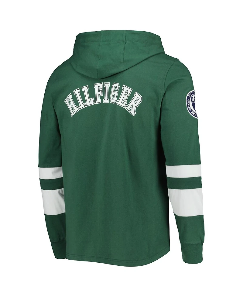 Men's Tommy Hilfiger Green, White Green Bay Packers Alex Long Sleeve Hoodie T-shirt