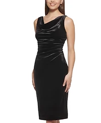 kensie Women's Cowlneck Sleeveless Velvet Dress