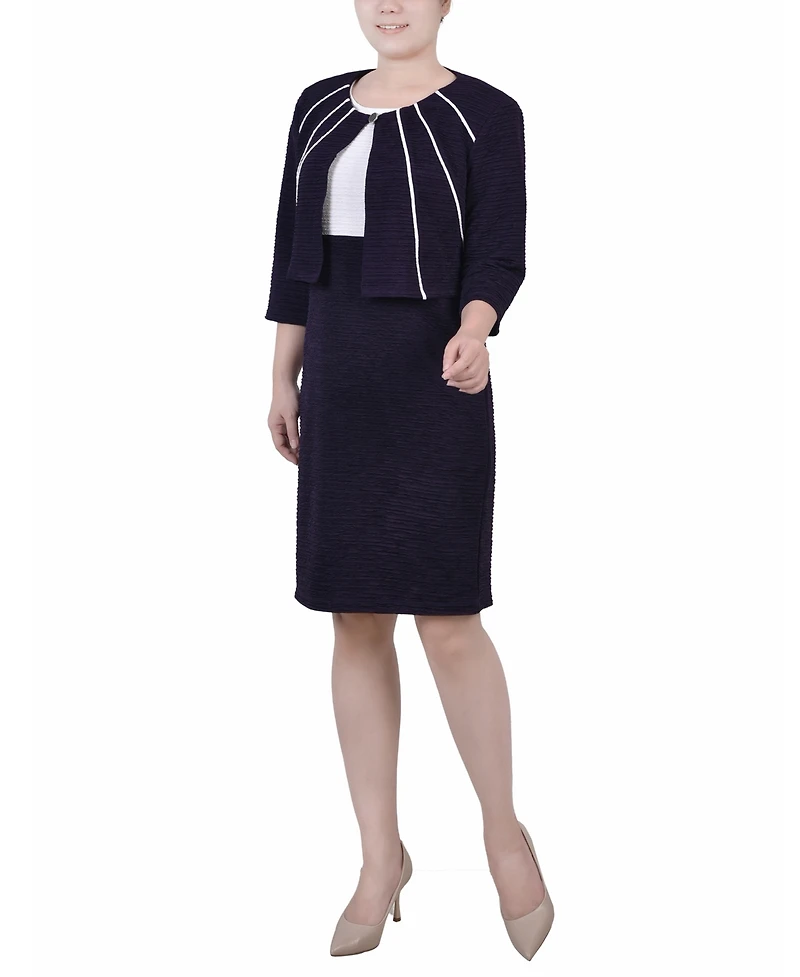 Ny Collection Petite Two Piece Jacket and Dress Set