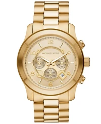 Michael Kors Unisex Runway Chronograph Gold-Tone Stainless Steel Bracelet Watch, 45mm