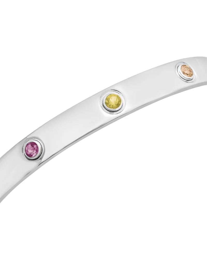 Lab-grown Multi-Sapphire Bangle Bracelet (1-1/3 ct. t.w.) in Sterling Silver