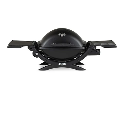 Weber Q1200 Liquid Propane Grill (Black) With Adapter Hose And Grill Cover