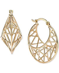 Crisscross Graduated Small Hoop Earrings in 10k Gold, 1"
