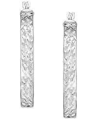 Textured Small Hoop Earrings 14k Gold, 1"