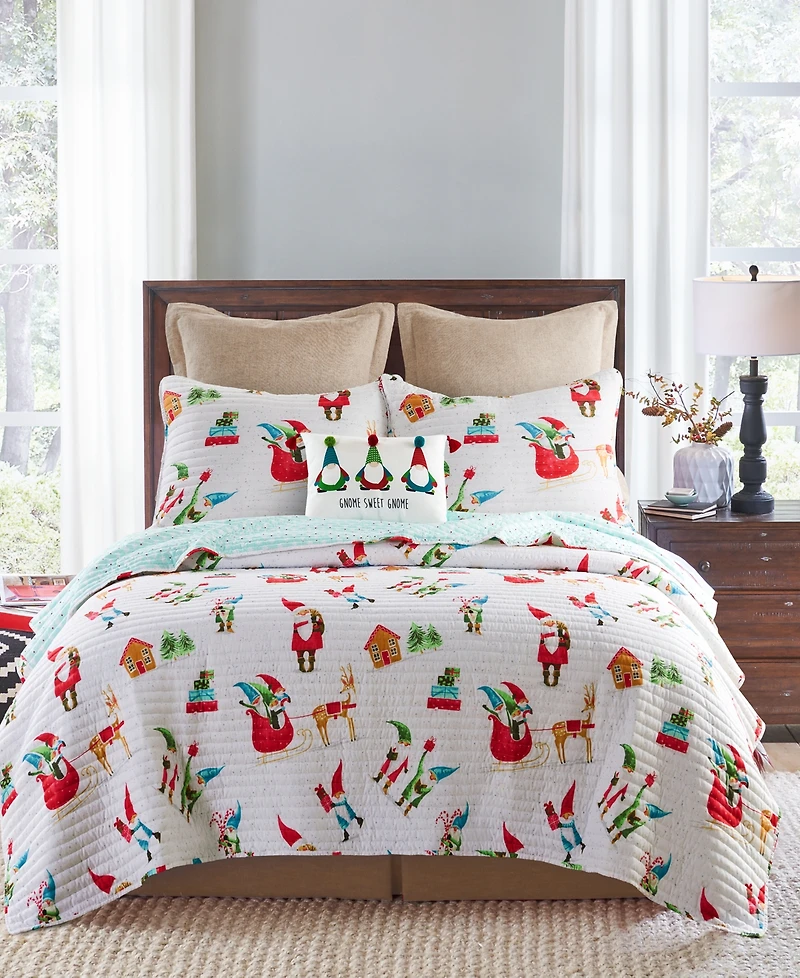 Levtex Gnome for the Holidays Quilt, Full/Queen