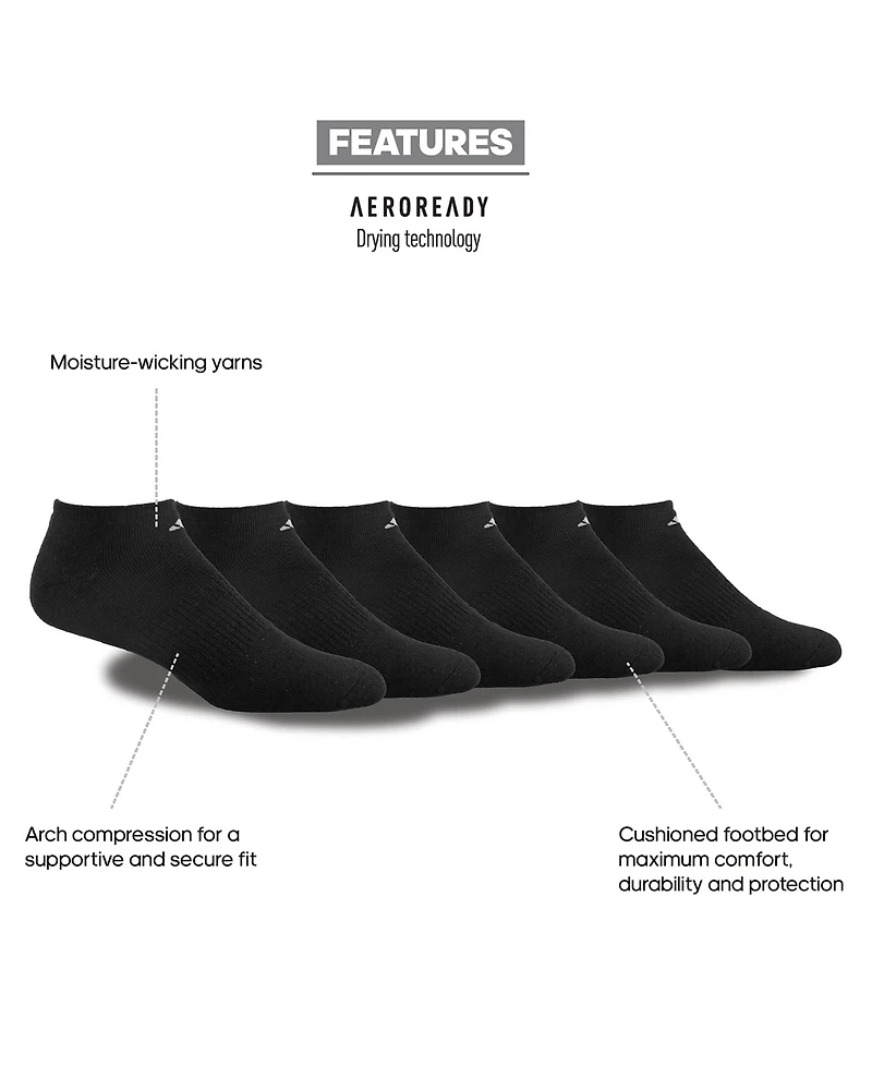 adidas Men's Cushioned Athletic 6-Pack No Show Socks