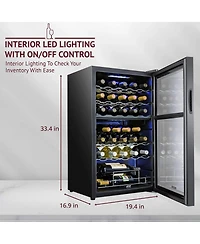 Schmecke Wine Fridge, 33 Bottle Wine Cooler, freestanding