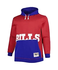 Men's Mitchell & Ness Red and Royal Buffalo Bills Big Tall Face Pullover Hoodie